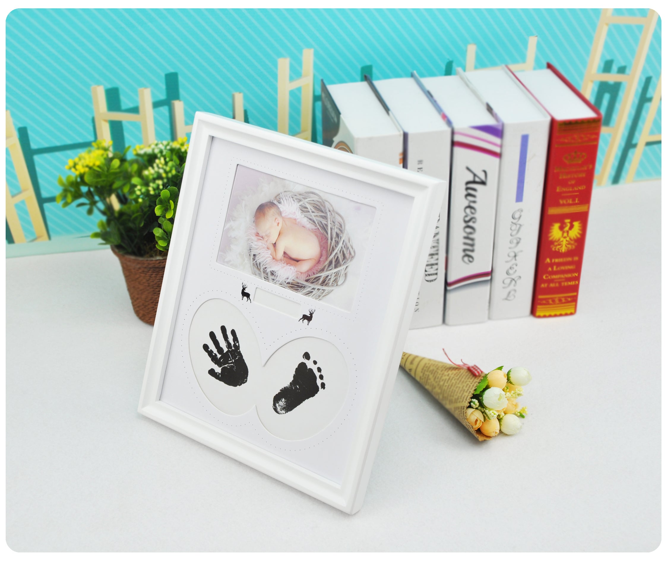 Baby hand and foot print photo frame