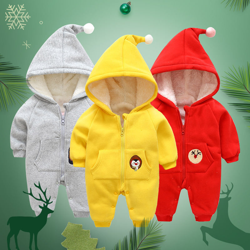 Warm baby onesie with fleece