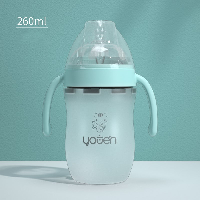 Baby Silicone Soft Anti-Drop Bottle With Straw