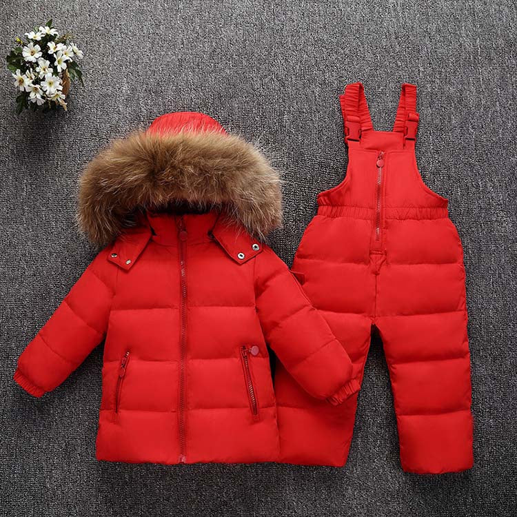 Baby solid color fashion padded down jacket suit