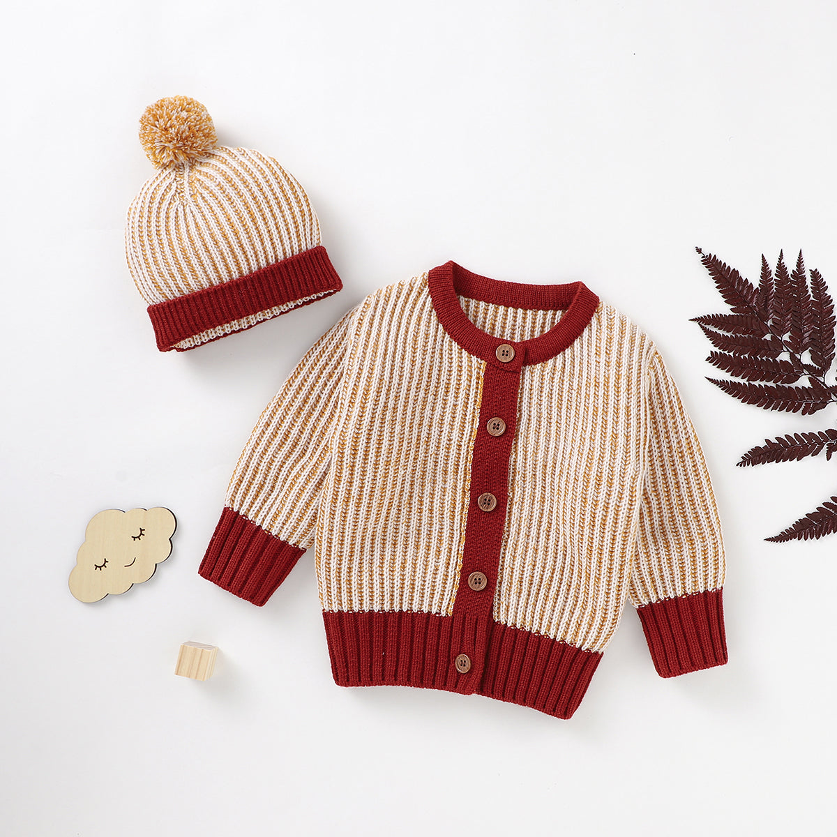 Single-breasted Round Neck Sweater Knit Cardigan Baby