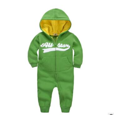 Baby onesies autumn and winter baby clothes baby plus velvet hood long-sleeved romper romper children's clothing