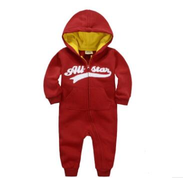 Baby onesies autumn and winter baby clothes baby plus velvet hood long-sleeved romper romper children's clothing
