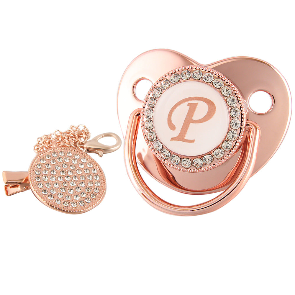 Alphabet Baby Soother Pacifier Rose Gold