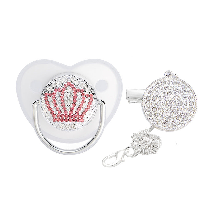 Fashion Silver Diamond Crown Baby Pacifier