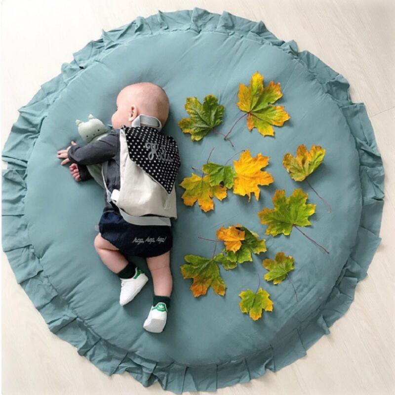 INS Round Solid Color Lace Play Mat Crawling Mat Baby Premises