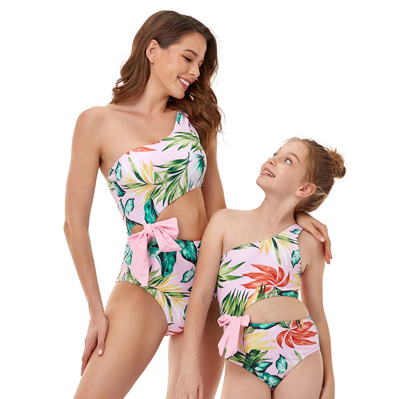 Baby Girl One-Piece Swimsuit: Sleeveless Swimwear with Print Design for Children