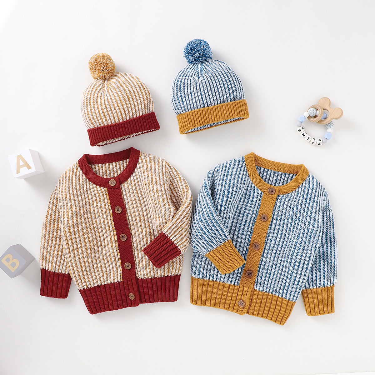 Single-breasted Round Neck Sweater Knit Cardigan Baby