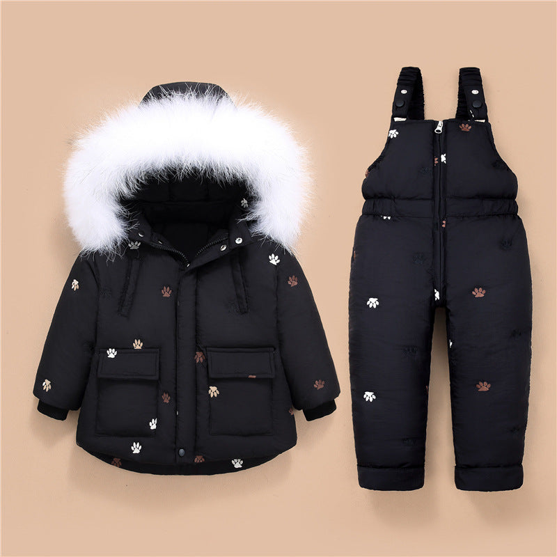 New Children's Down Jacket Suit Baby Winter Thickened Baby Girl Strap Two-piece Jacket