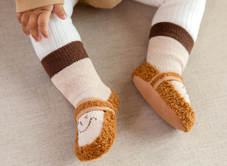 Super Thick Plus Fleece Baby Toddler Shoes Leather Socks