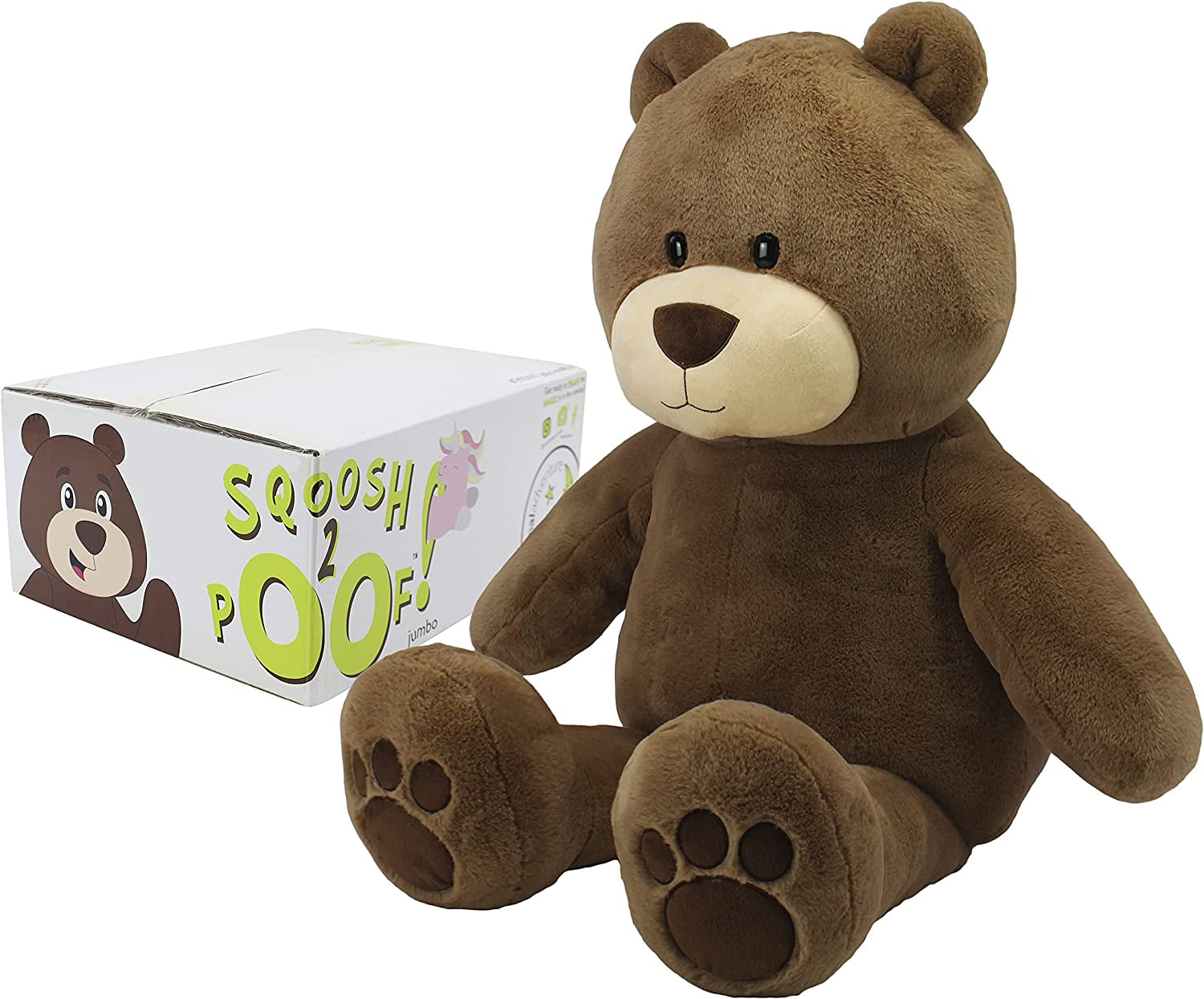 | Sqoosh2Poof Giant, Cuddly, Ultra Soft Plush Stuffed Animal with Bonus Interactive Surprise - 54" Bear , Brown