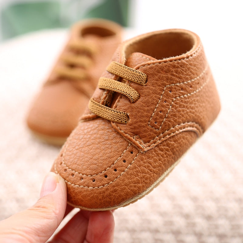 New Baby Shoes Leather Dress Shoes Baby Boy Girl Shoes Rubber Sole Anti-slip Toddler First Walkers Newborn Crib Shoes Moccasins