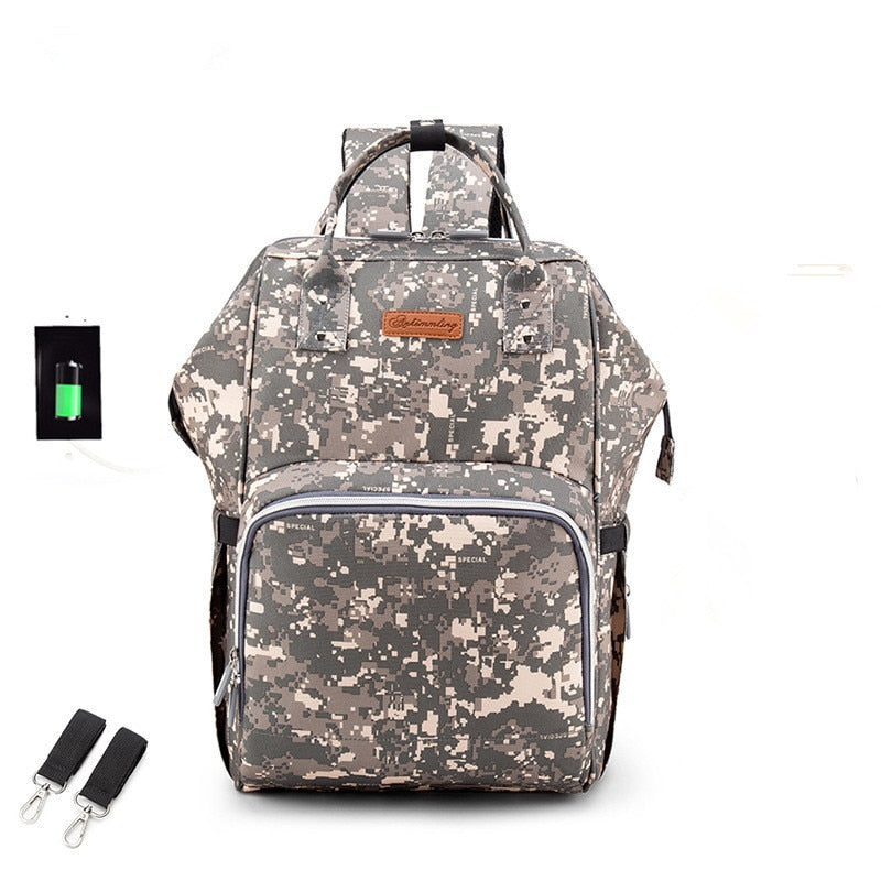 USB Waterproof Charger Diaper Backpack Bag