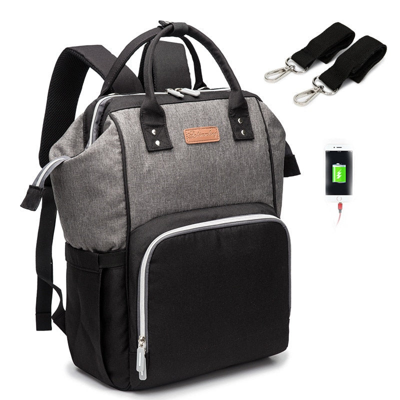 USB Waterproof Charger Diaper Backpack Bag