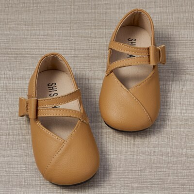 Spring Autumn Kids Leather Shoes Solid Color Cut-outs Baby Girl Toddler Flats Infant Girls Sneakers Soft Fashion Bow Dress Shoes