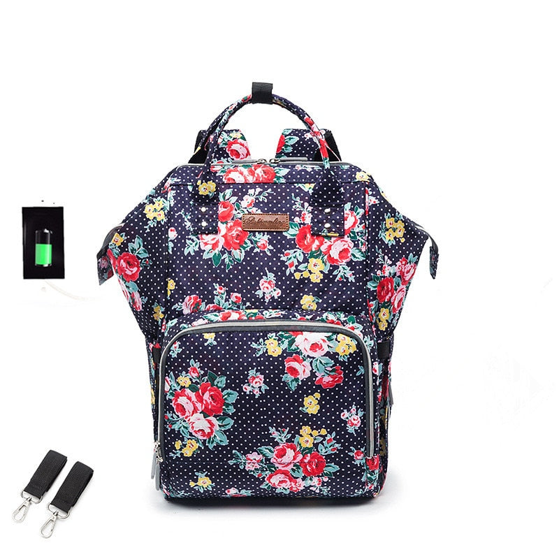 USB Waterproof Charger Diaper Backpack Bag