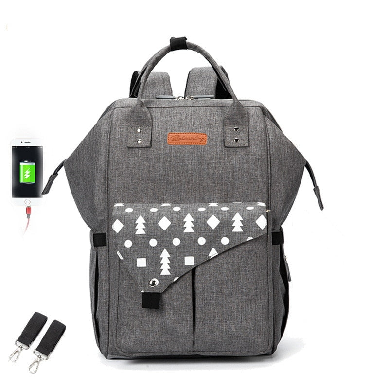 USB Waterproof Charger Diaper Backpack Bag